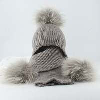 Bonnet tricoté en laine chaude pour bébés et enfants, écharpes longues, ensembles bonnet et écharpe d'hiver doux avec pompon en fourrure pour enfants, vente en gros, nouveauté