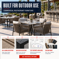 Ensembles de meubles d'extérieur commerciaux en teck J2S, chaises et tables de restaurant en bois massif tropical avec trous personnalisés pour projets de restauration
