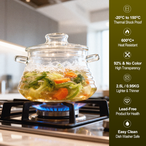 Juego <span class=keywords><strong>de</strong></span> Utensilios <span class=keywords><strong>de</strong></span> Cocina <span class=keywords><strong>de</strong></span> Vidrio Borosilicato Acanalado <span class=keywords><strong>de</strong></span> 3 Piezas, Ollas Comerciales para Restaurantes, Hoteles y Servicios <span class=keywords><strong>de</strong></span> Catering - Product Image 2