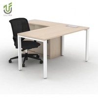 Bureau de direction moderne, durable, écologique et électrique IULTRA, réglable en hauteur, en forme de L, avec rangement, finition blanche brillante