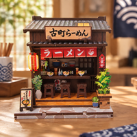 Kits de construction de niches à livres en bois DIY style ramen japonais, modèles de maisons miniatures à assembler en 3D, décoration intérieure, cadeau