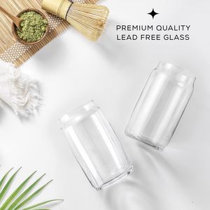 Vaso de Cerveza de Vidrio Borosilicato de Grado Alimenticio de 12oz, 16oz, 20oz, 24oz con Tapa de Madera y Pajita de Vidrio Transparente - Product Image 3