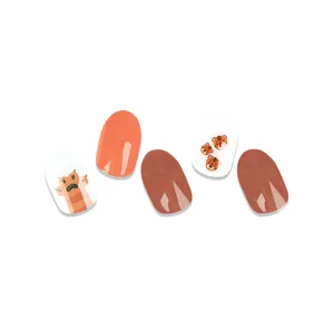 Semi-curing gel Polish UV Nail Stickers Wholesale custom press nail stickers cute tiger gel nail stickers