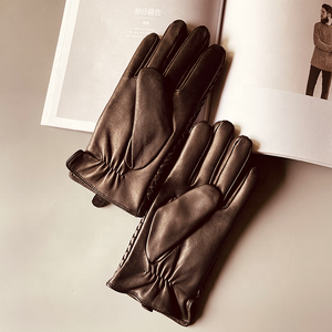 <span class=keywords><strong>Gants</strong></span> en peau de mouton bande de <span class=keywords><strong>cuir</strong></span> <span class=keywords><strong>gants</strong></span> à l'intérieur chaud conduite mode Anti velours bande tressé <span class=keywords><strong>laine</strong></span> avec velours fabricant hommes - Product Image 4