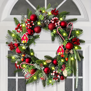 LINGKAI Mixed Style in Stock Christmas Wreath Multiple Designs <b>Xmas</b> Front Door Wreath Holiday Home <b>Decor</b> Fast Shipment - Product Image 3