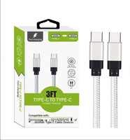 Kabel Charger Cepat PD 60W Tipe-C ke C Kabel USB C Berlapis Nilon