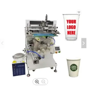 C-400 impressora de tela com rotary 8 station & led sistema uv para plástico descartável & copo de papel leite chá xícara de café serigrafia