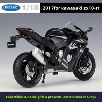WELLY 1:18 2017 ZX-10RR Modèle de moto miniature en métal avec suspension à ressort, jouet de collection