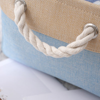 Panier de rangement pliable en coton et lin avec poignées, en tissu EVA épaissi, organisateur de jouets, panier de rangement en coton et lin
