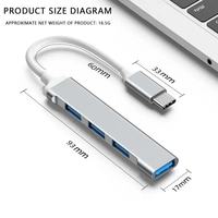 USB C Multiport Adapter 4-poorts USB 3.0 Hub Hoge Snelheid 5Gbps Gegevensoverdracht Uitbreidingsdock voor MacBook Laptop