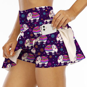 Falda pantalón de golf y tenis plisada con estampado a cuadros, control de abdomen, transpirable, elástica en 4 direcciones, de cintura alta, personalizada para mujer, con bolsillos. - Product Image 6