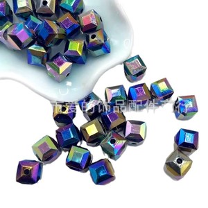 Aomiao's Mystery 10mm Purple Square <b>Acrylic</b> Beads Iridescent Ab Color Loose Beads For Diy Jewelry Making Accessories - Product Image 2
