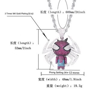 Collar de Cadena de <span class=keywords><strong>Tenis</strong></span> con Colgante de <span class=keywords><strong>Araña</strong></span> de Dibujos Animados y Diamantes de Imitación, Joyería Hip Hop de Moda, Accesorios de Personalidad para <span class=keywords><strong>Hombre</strong></span>, Regalos - Product Image 2
