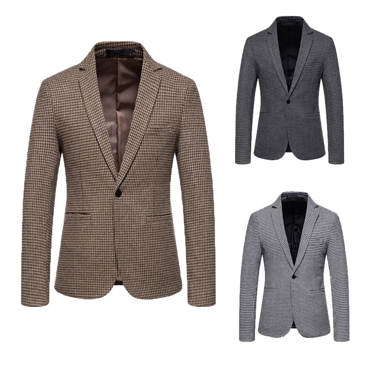 Mens Fashion Blazer Men Plus Size Jackets Single Breasted Business Men's Formal Suit Slim Fit Tweed Suit