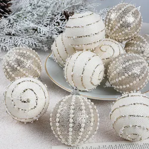 Bolas de Navidad transparentes blancas de nuevo diseño 2024, adornos navideños de plástico inastillables para decoraciones de árboles de Navidad