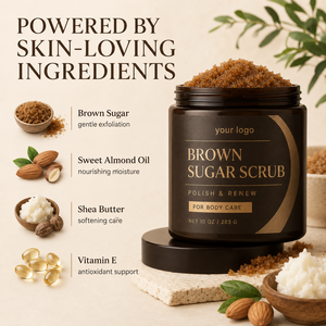 Exfoliante corporal suave de azúcar ODM que pulimenta la piel, renueva la textura, suaviza las áreas ásperas e hidrata la piel con azúcar moreno. - Product Image 5