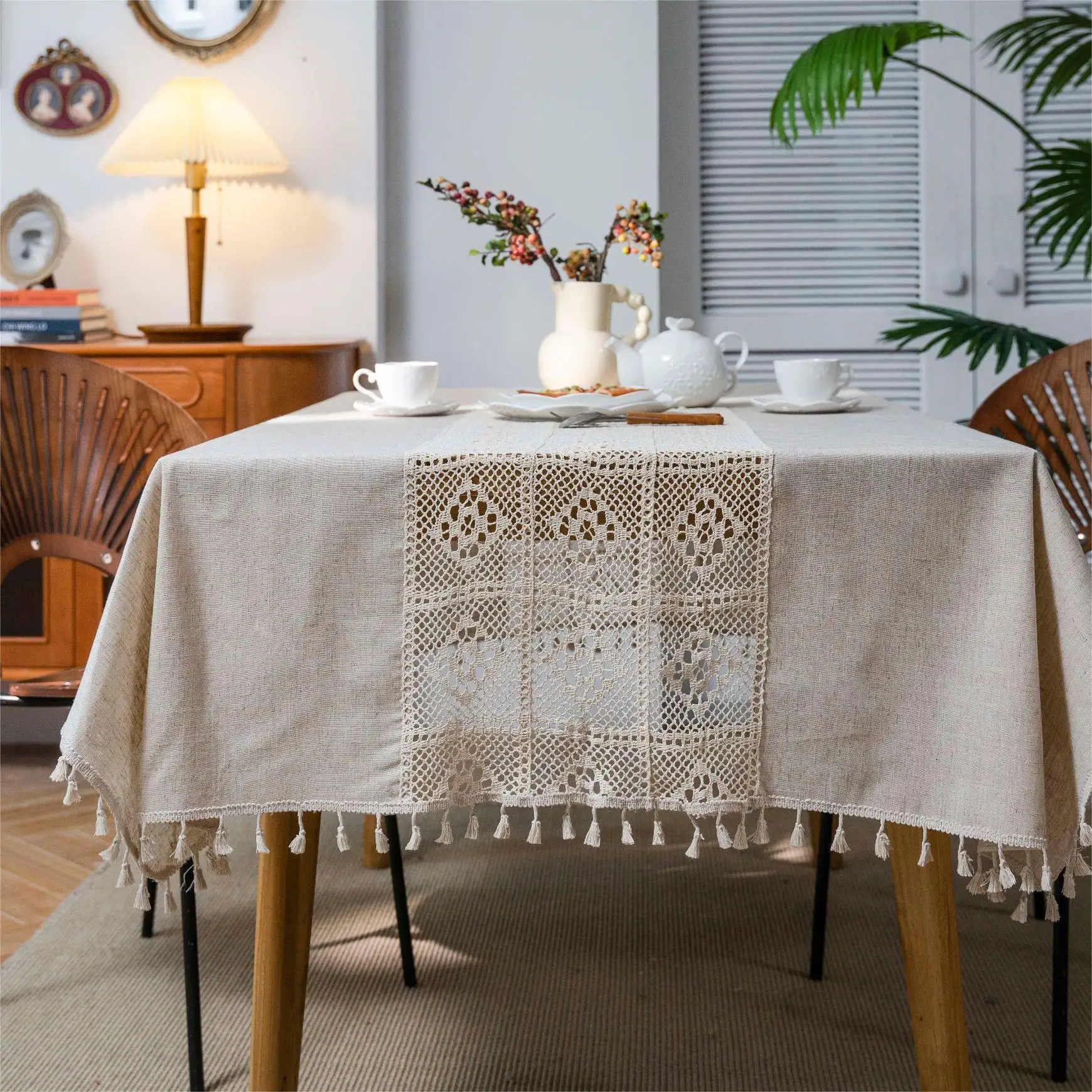 European Beige washable customize size tablecloths table cloths table linen home wedding hotel party restaurant