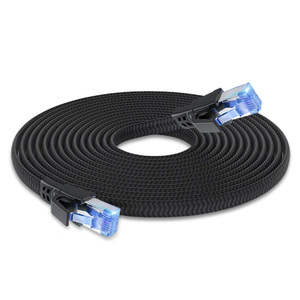 Cable LAN Cat8 con revestimiento de PVC, trenzado plano SFTP, 30AWG, negro/gris, cable Ethernet de alta velocidad - Product Image 6