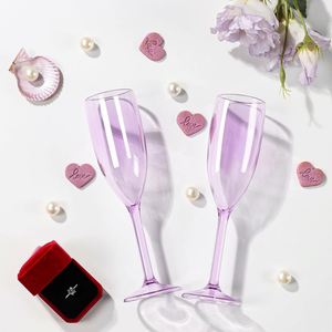 Elegant Light Purple Acrylic Champagne Flutes Unbreakable Plastic Wine <b>Glasses</b> Reusable Toasting Cups for Event Rental Supply - Product Image 5