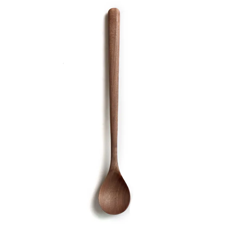 Wholesale Custom Luxury Walnut Ice Cream Cake Desssert Wooden Scoops Spoons and Fork