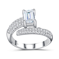 Bague en argent 925 avec diamant de laboratoire taille émeraude 1,25 ct, certifié IGI, poli miroir, pour bijoux de luxe pour soirées