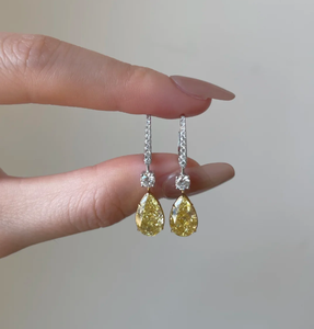 Custom Luxury Various Pear Cut Lab Grown Diamond CVD/HPHT Drop <b>Earrings</b> with Pavé <b>Hoop</b> 10K <b>14K</b> 18K Solid <b>Gold</b> IGI Certificate - Product Image 4
