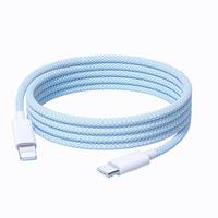 Câble de charge rapide et de synchronisation USB-C 8 broches en nylon tressé PD 20W de 0,9 m/1,8 m pour iPhone 14/13/12/11/XR/Pro Max – Vente en gros