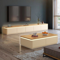 Meuble TV moderne et simple de style français, table basse, coin arrondi, meubles de salon crème pour petits appartements pour