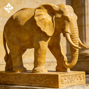 Sculpture d'éléphant marchant en <span class=keywords><strong>marbre</strong></span>, statue d'éléphant en pierre naturelle sculptée à la main, grande sculpture d'animal en pierre pour jardin extérieur - Product Image 3