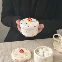 Ensemble de pots en céramique faits à la main pour la décoration de la maison, style girly, pour thé, café, sucre, épices, avec couvercle