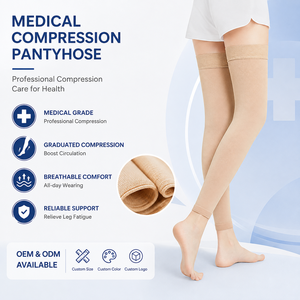 Bas de <span class=keywords><strong>contention</strong></span> médicaux OEM, hauteur cuisse, à bout <span class=keywords><strong>ouvert</strong></span>, à compression graduée pour femmes, fabricant sur mesure - Product Image 1
