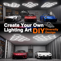 Plafonnier de garage hexagonal LED nid d'abeille 3CCT commutable 6500K 5000K 3500K, design modulaire DIY pour atelier de detailing automobile
