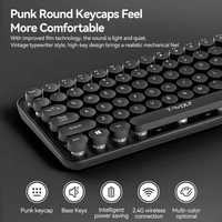 T-wolf TF350 Round Keycap Multimedia 2.4Ghz Wireless Keyboard Mouse Combo Ergonomic 104 Keys Full Size Business Office Set