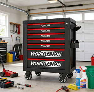 Chariot à outils robuste à 7 tiroirs, verrouillable avec roues, idéal pour les garages et les ateliers de réparation - Product Image 5