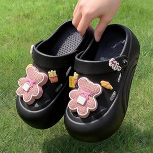 Chaussures de plage pour filles, style collège, été, fleurs, bout rond, semelle épaisse, EVA respirant, antidérapant, pantoufles de bain - Product Image 6