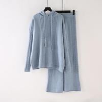 Ensemble cachemire pantalon pyjamas femmes pull pantalon costumes avec pull en cachemire pull à capuche