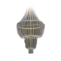 Lustre LED en acrylique avec rideau de perles de cristal romantique, accessoires de mariage, décoration de scène, éclairage suspendu doré pour plafond