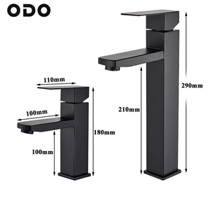 Grifo mezclador de lavabo de baño de alta calidad, grifo de lavabo de agua alto y corto negro de acero inoxidable para grifo de lavabo de una sola palanca - Product Image 6