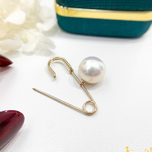 Broche en or 14 carats plaqué or avec accessoires en perles DIY, 8 à 12 perles, pendentif avec support vide, processus de moulage en or, broches tendance - Product Image 3