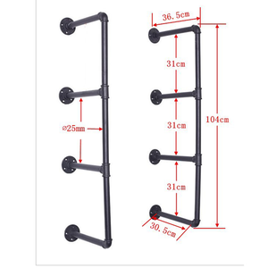 औद्योगिक मचान शैली दीवार घुड़सवार पाइप शेल्फ के साथ लकड़ी के लिए अस्थायी रैक घर की दीवार सजावट - Product Image 3