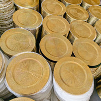 Assiettes de présentation dorées en gros pour mariage, 13 pouces, en plastique, rondes, décoratives, grandes assiettes de table en plastique