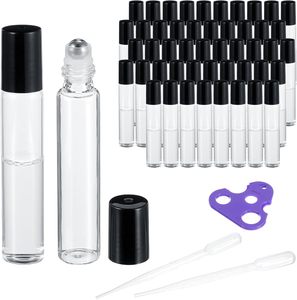 Flacons de parfum en verre roll-on vides avec bouchon à vis et impression sérigraphique personnalisée, lot de 10 ml dans un emballage boîte noire OEM - Product Image 1