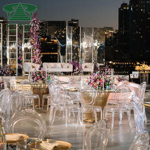 Base en acier inoxydable pour mariage, table de banquet en or pour événement, table en verre pour mariage - Product Image 2