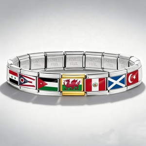 Pulsera de Acero Inoxidable de 9mm con Dijes de Bandera Nacional Italiana, Personalizable, de Moda, para Hacer Joyería DIY, Regalo, Venta Caliente - Product Image 6