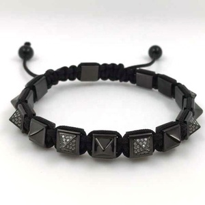Pyramide de pierre naturelle incrustée de perles de pierre cz <span class=keywords><strong>bracelet</strong></span> motif hommes <span class=keywords><strong>bracelet</strong></span> en <span class=keywords><strong>macramé</strong></span> pour homme - Product Image 6