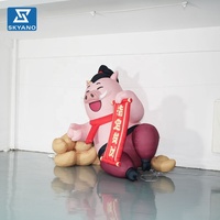 Modèle gonflable de cochon de dessin animé pour la décoration de fêtes et festivals en plein air