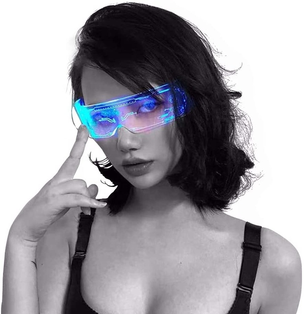 LED Light up Glasses for Adult with 7 Colors Led Glasses Cyberpunk Futuristic Style Glasses