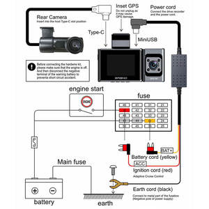 <span class=keywords><strong>3</strong></span>-Kanal-Dashcam 4K UHD <span class=keywords><strong>2</strong></span> Zoll Eingebautes GPS Auto-Blackbox Mit Nachtsicht 150 Grad Dashcam Parküberwachungssystem WDR - Product Image 3