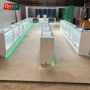 Commercial Shop Furniture Tobacco Display Rack Glass Display Cabinet Shelves Kiosk Smoke Shop Dispensary Display For Store