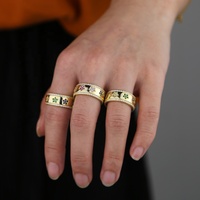 Hochwertige vergoldete breite Band feine Schmuck Slippy Mode rosa grün gelb lila lila CZ gepflasterte Stern Blumen ring für Frauen Geschenk